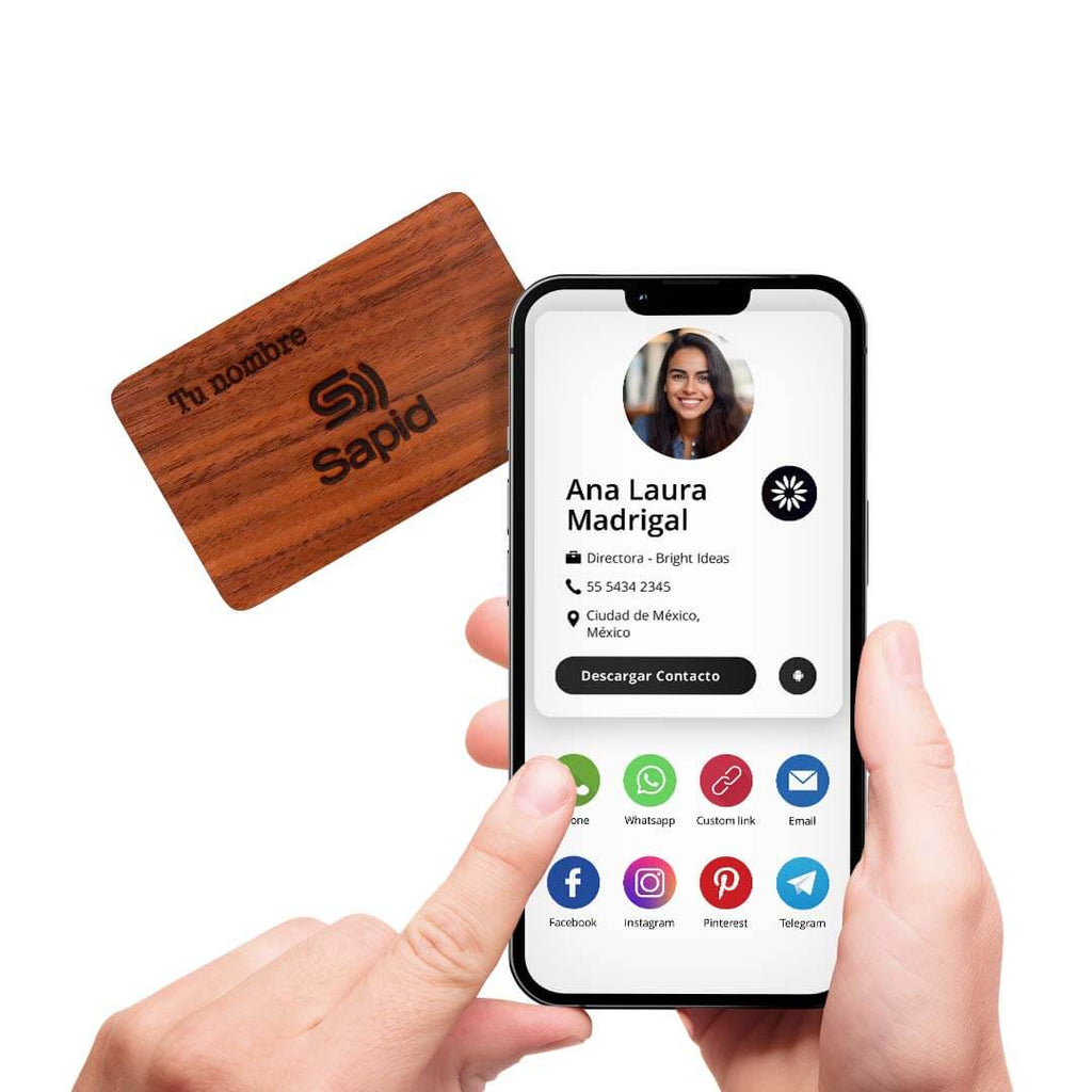 Tarjeta Personalizable de Madera con Chip NFC - Bamboo – SapID mx
