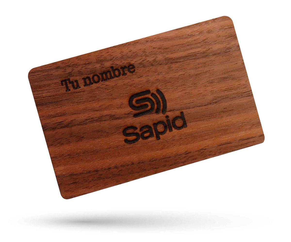 Tarjeta Personalizable de Madera con Chip NFC - Nogal